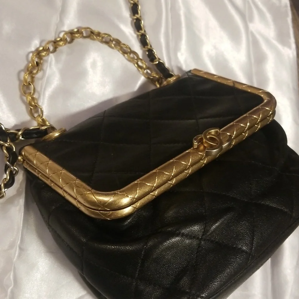 CHANEL Crossbody My Crush Vanity Lambskin Quilted Black Gold Bijoux Chain Handle - Picture 7 of 17